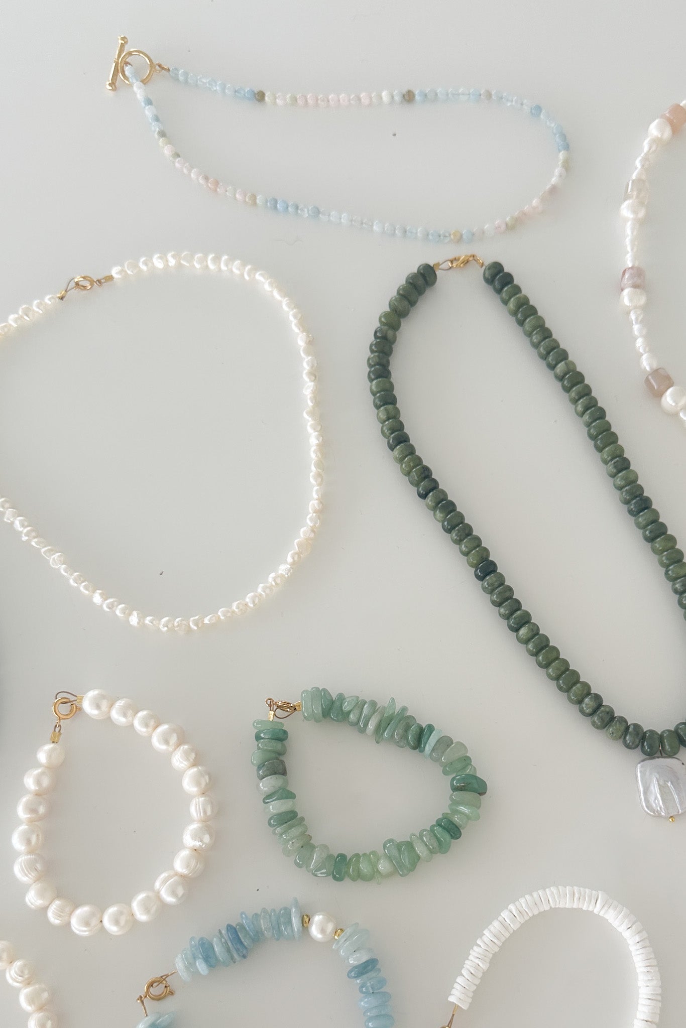 Kona Aquamarine Mini Beaded Necklace - Neutral Ground