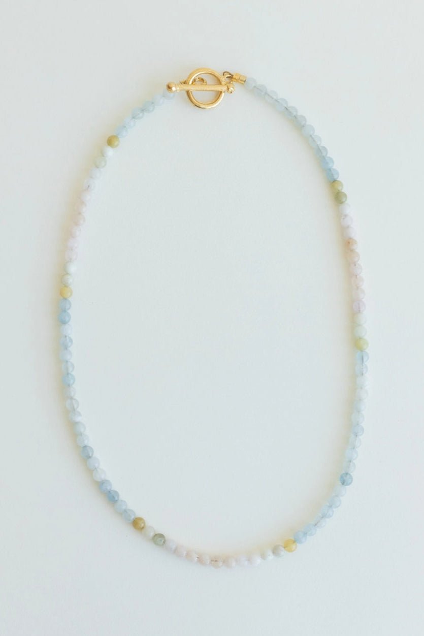 Kona Aquamarine Mini Beaded Necklace - Neutral Ground