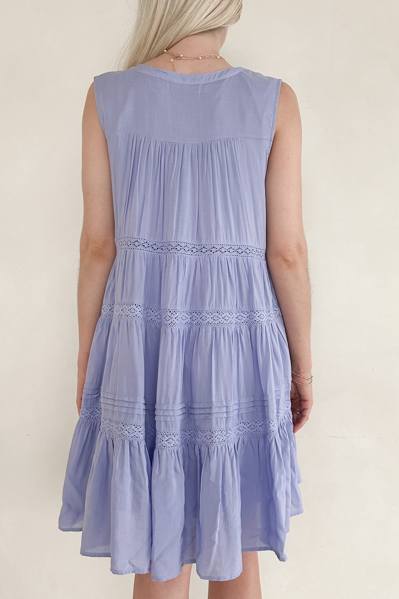 Lacey Flare Ruffle Mini Dress - Neutral Ground