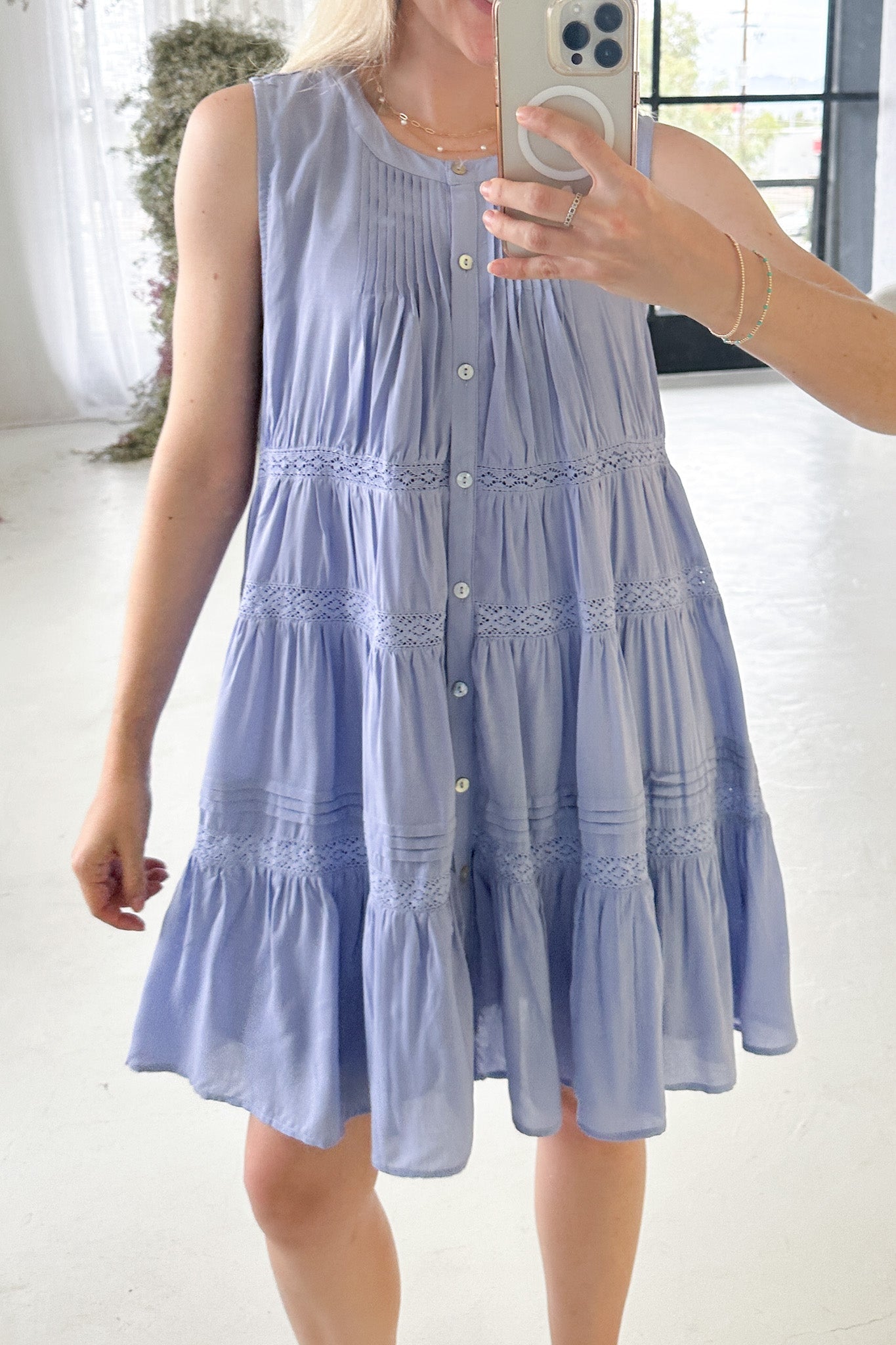 Lacey Flare Ruffle Mini Dress - Neutral Ground