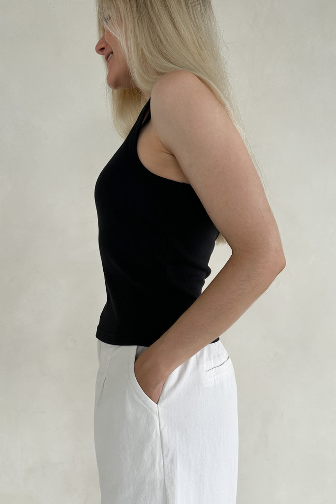 Lana Ribbed Tank Top in Black - Neutral Ground