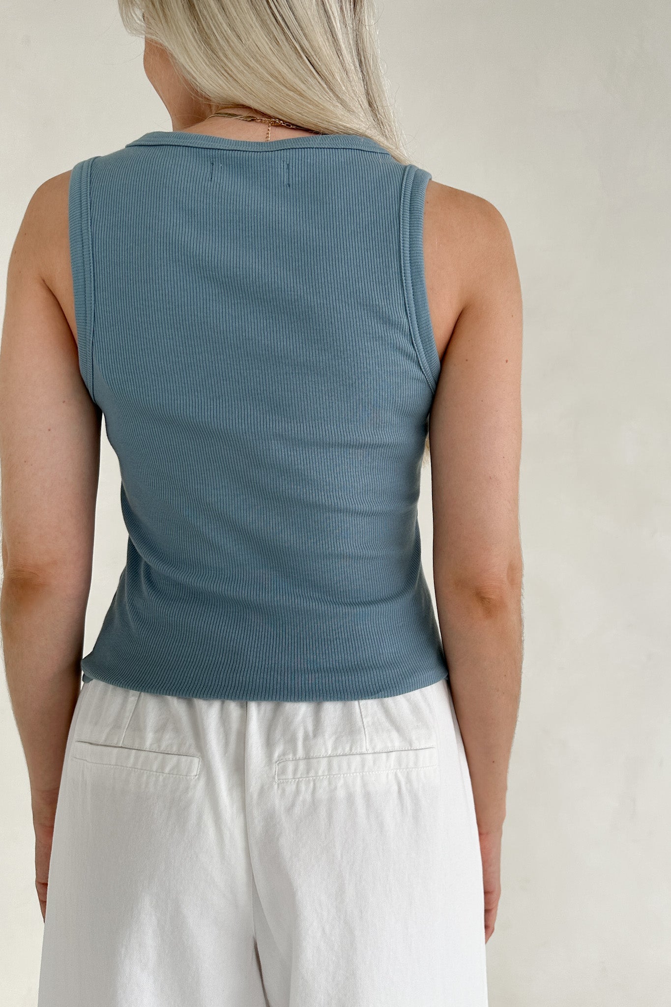 Lana Ribbed Tank Top in Marine Blue - Neutral Ground