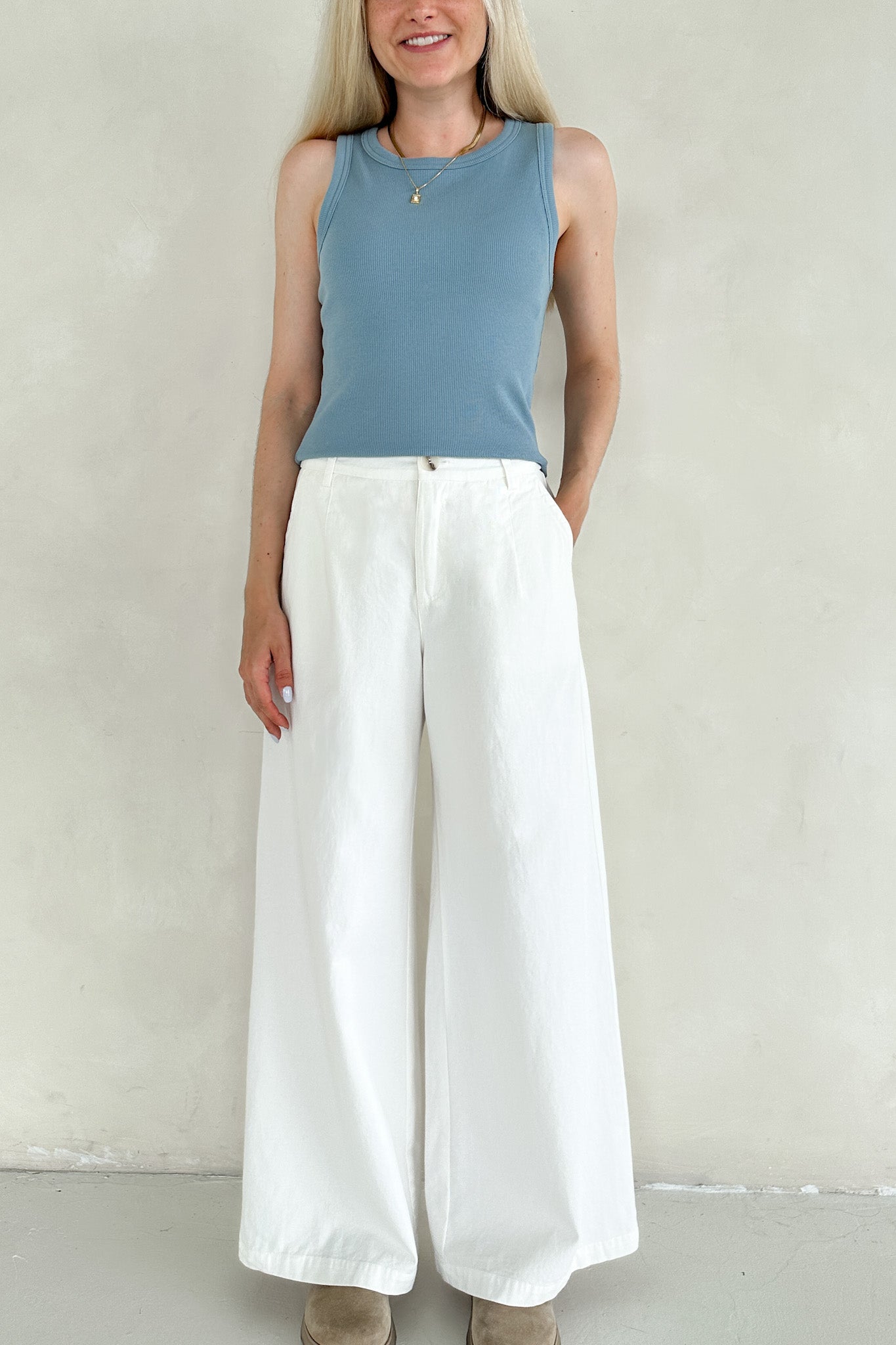 Lana Ribbed Tank Top in Marine Blue - Neutral Ground