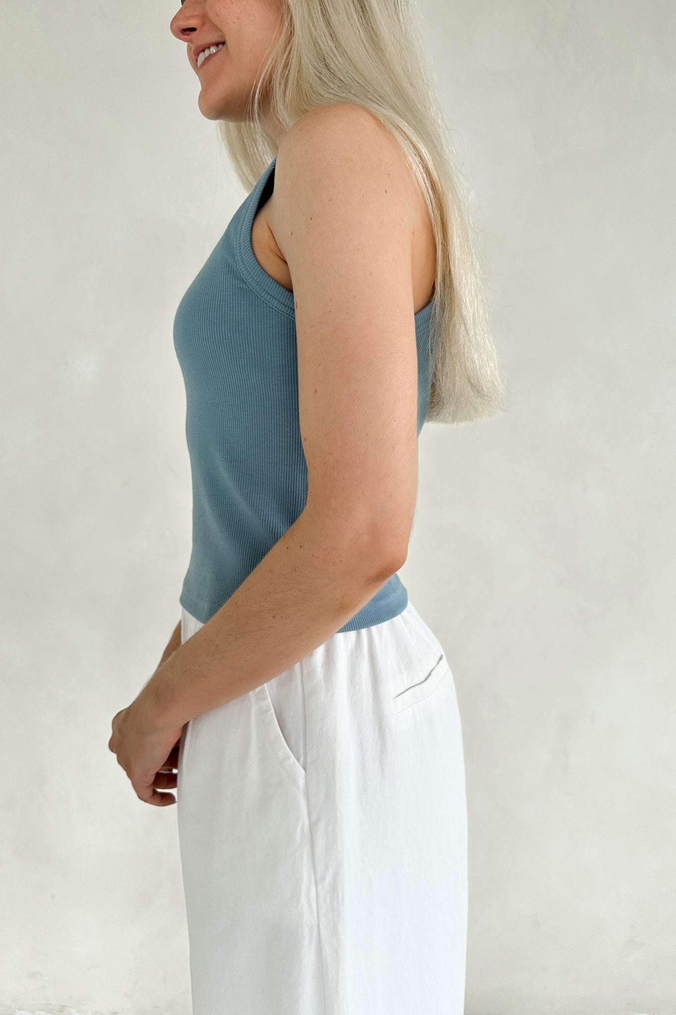 Lana Ribbed Tank Top in Marine Blue - Neutral Ground
