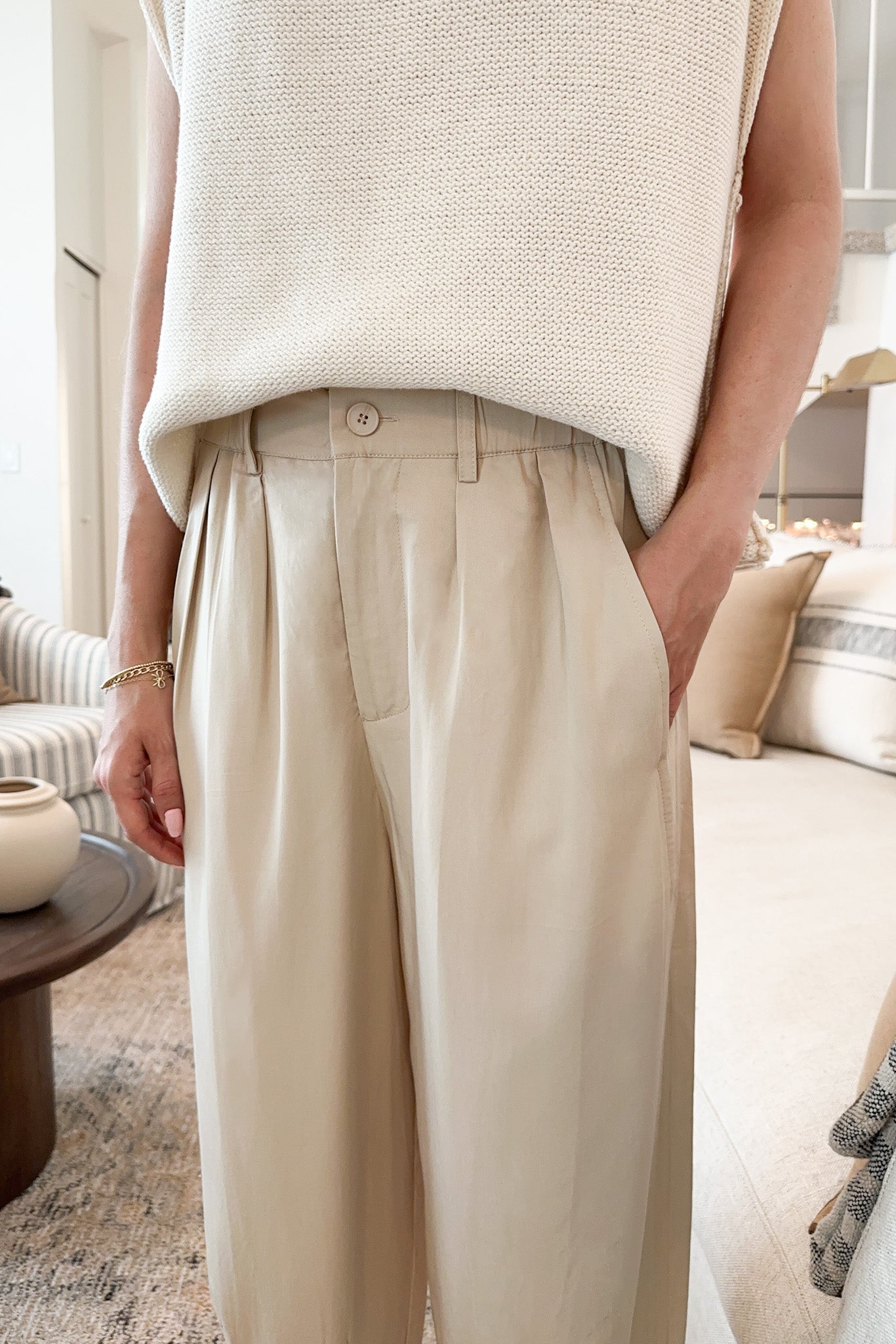 Laney Tencel Tapered Pants in Natural - Neutral Ground