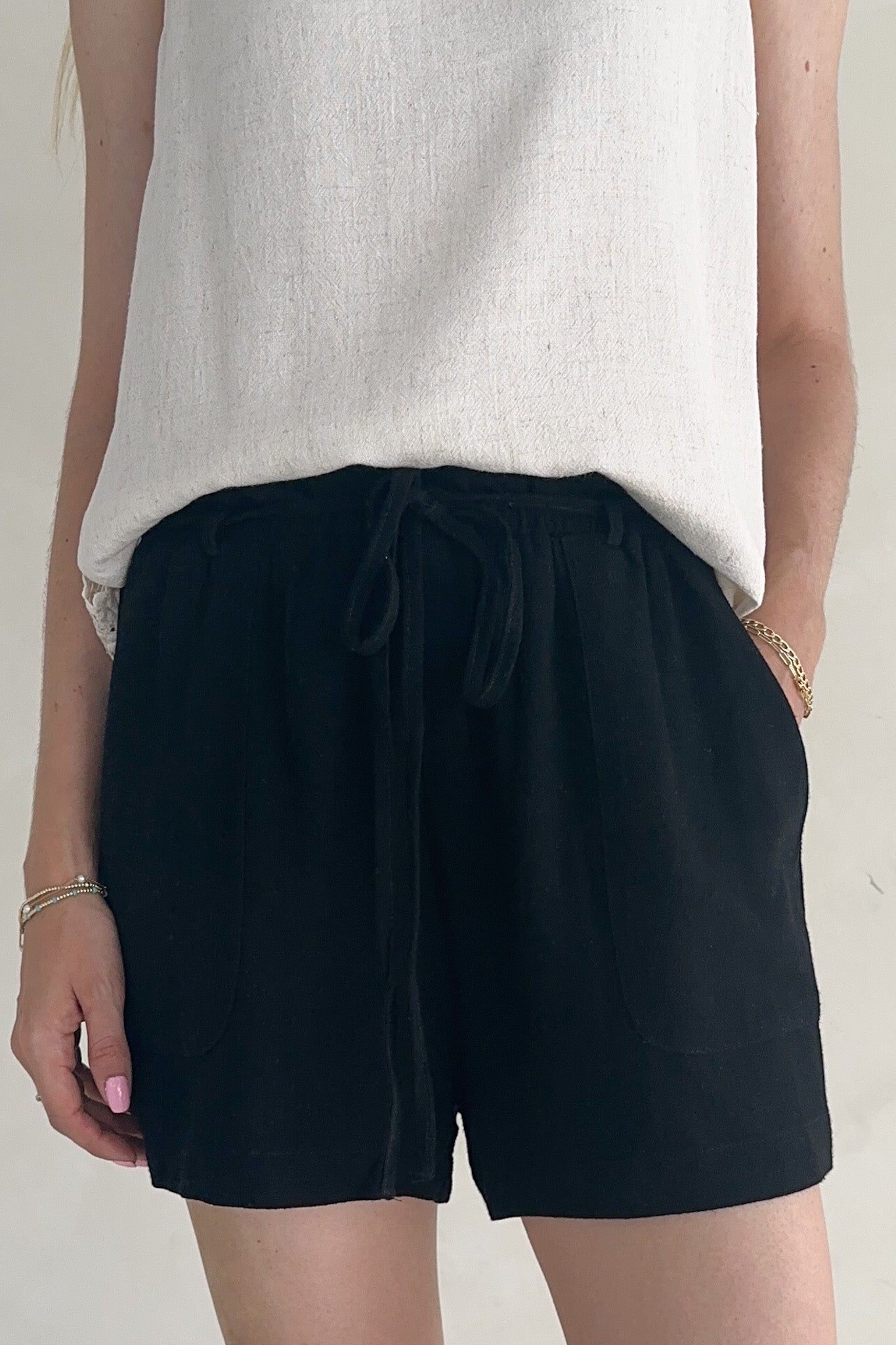 Layla Soft Linen Drawstring Shorts - Neutral Ground