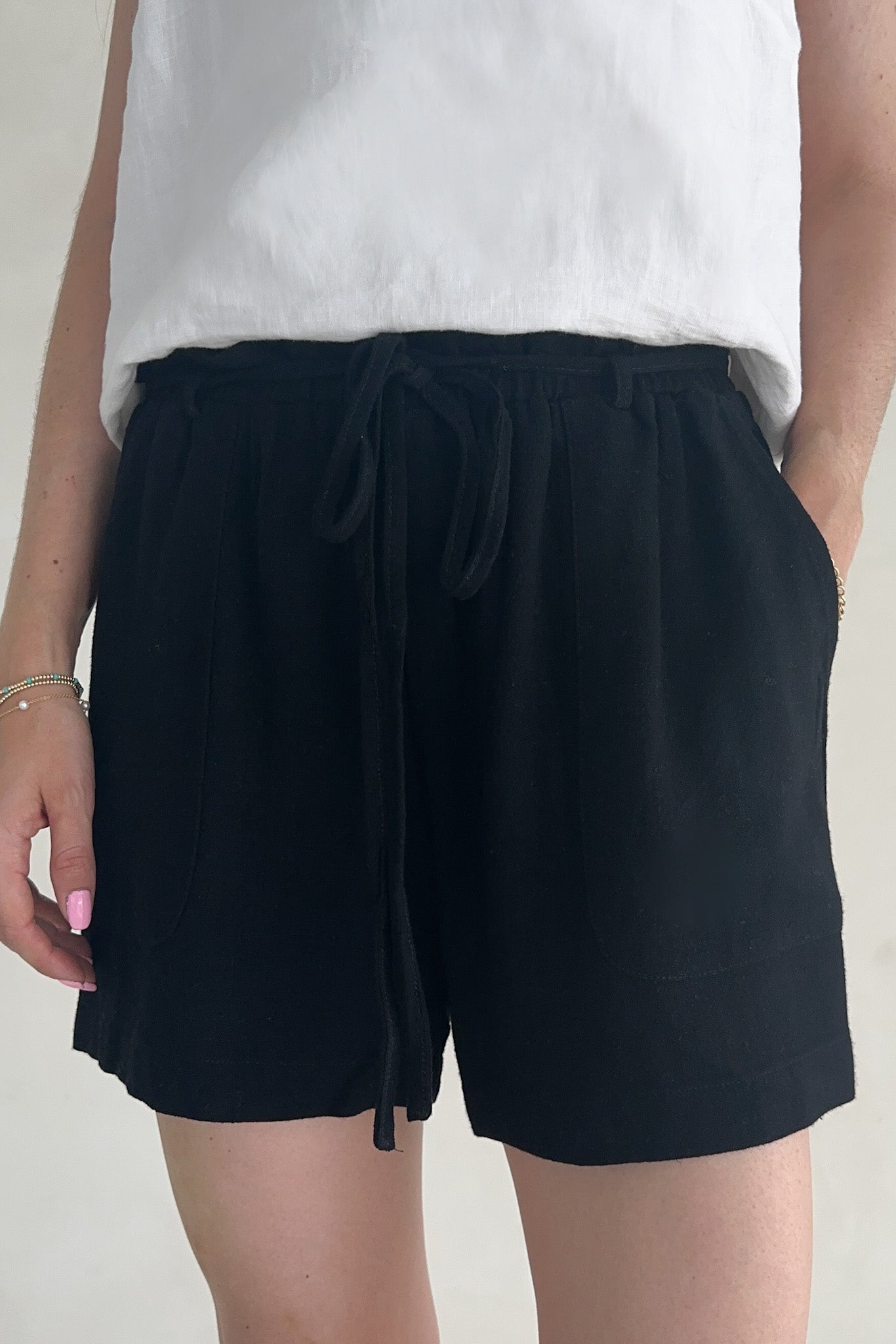 Layla Soft Linen Drawstring Shorts - Neutral Ground