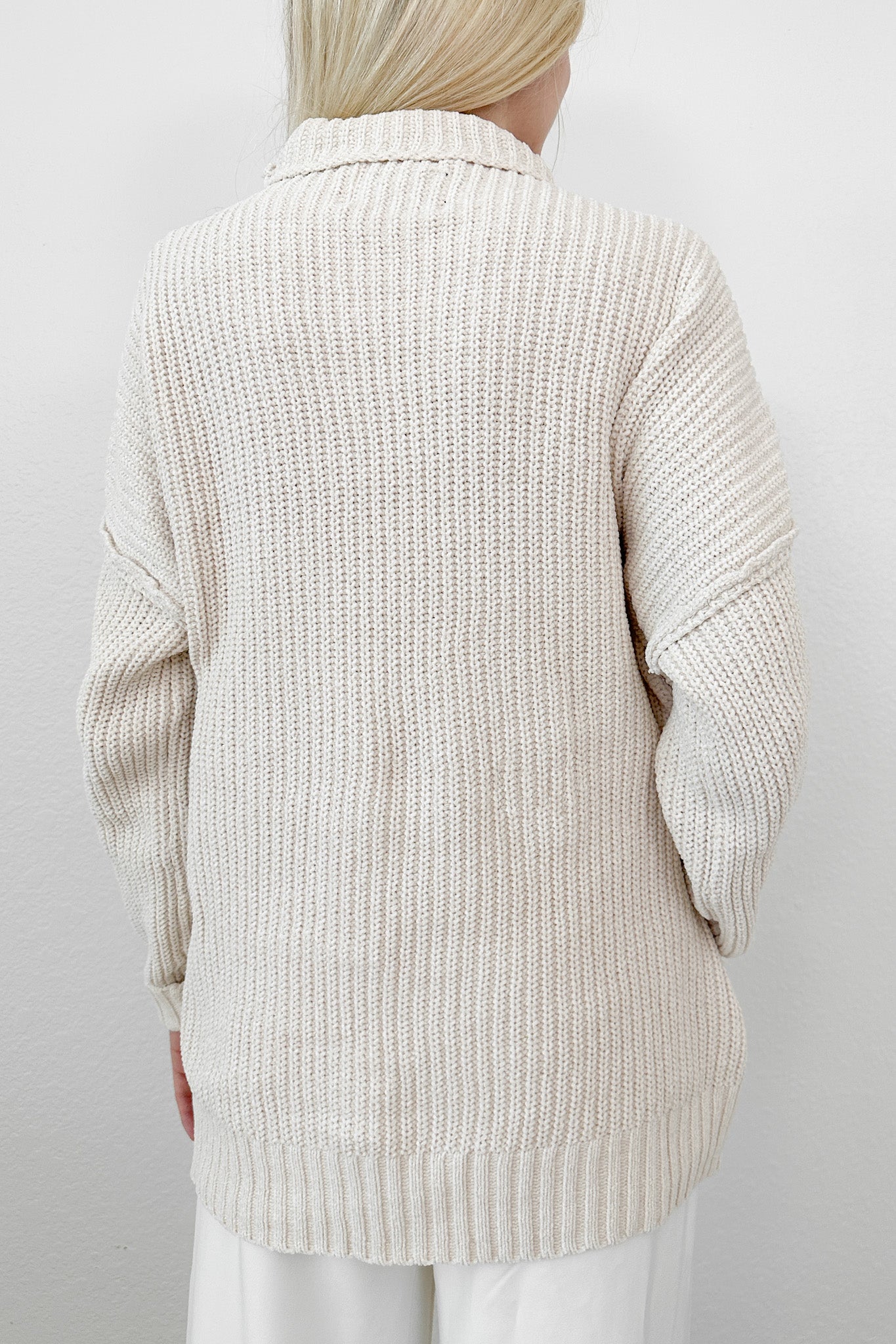 Leighton Chenille High Neck Sweater Top - Neutral Ground
