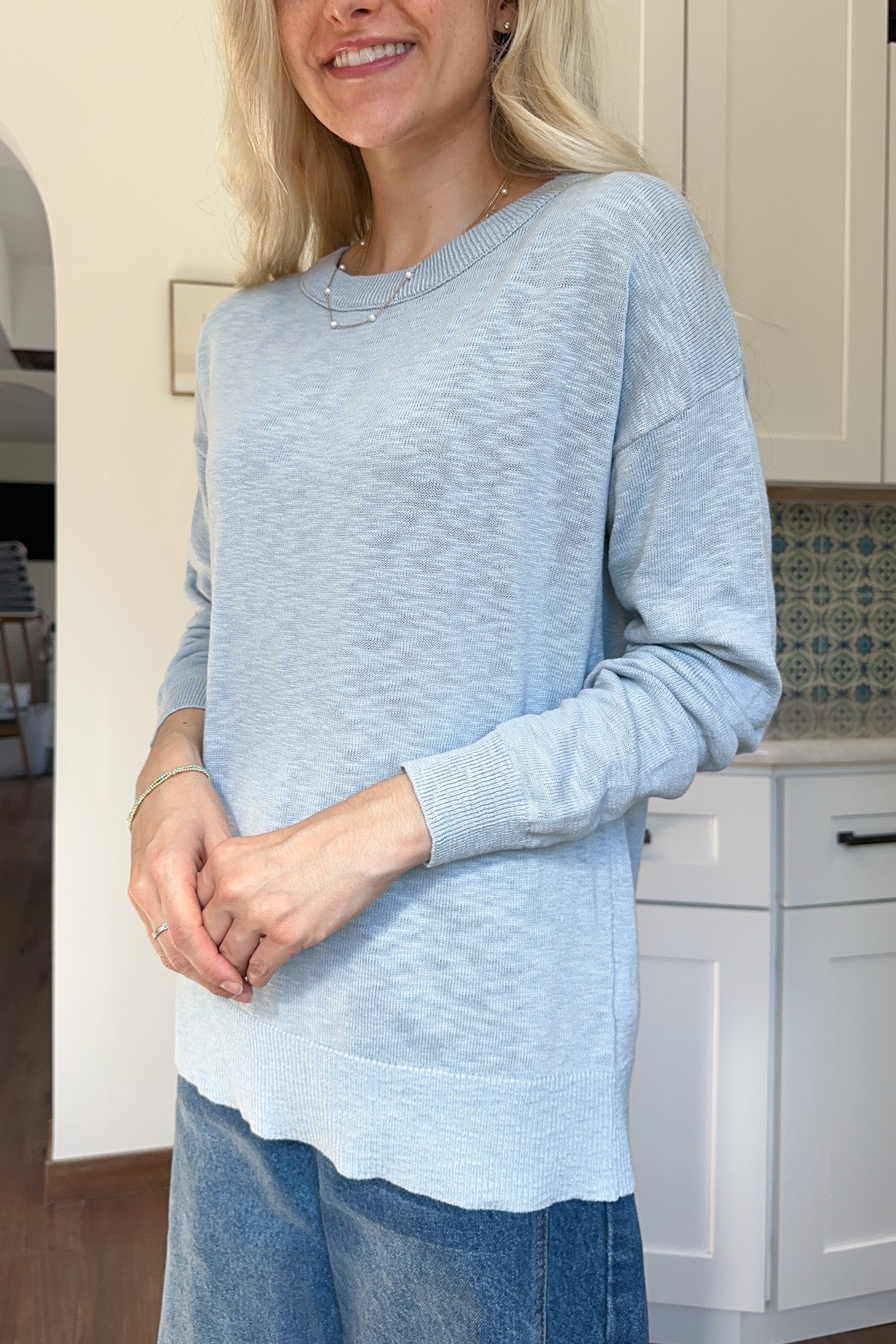 Leighton Crew Neck Sweater Top - Neutral Ground