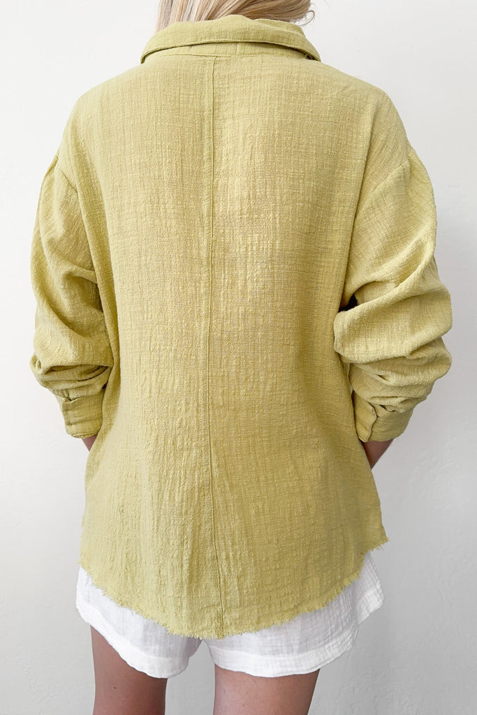 Leighton Gauze Button Down Shirt in Muted Green - Neutral Ground