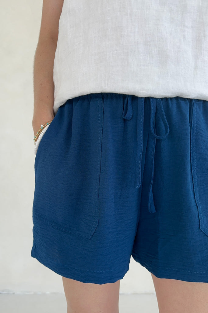 Leighton Navy Crinkle Shorts - Neutral Ground