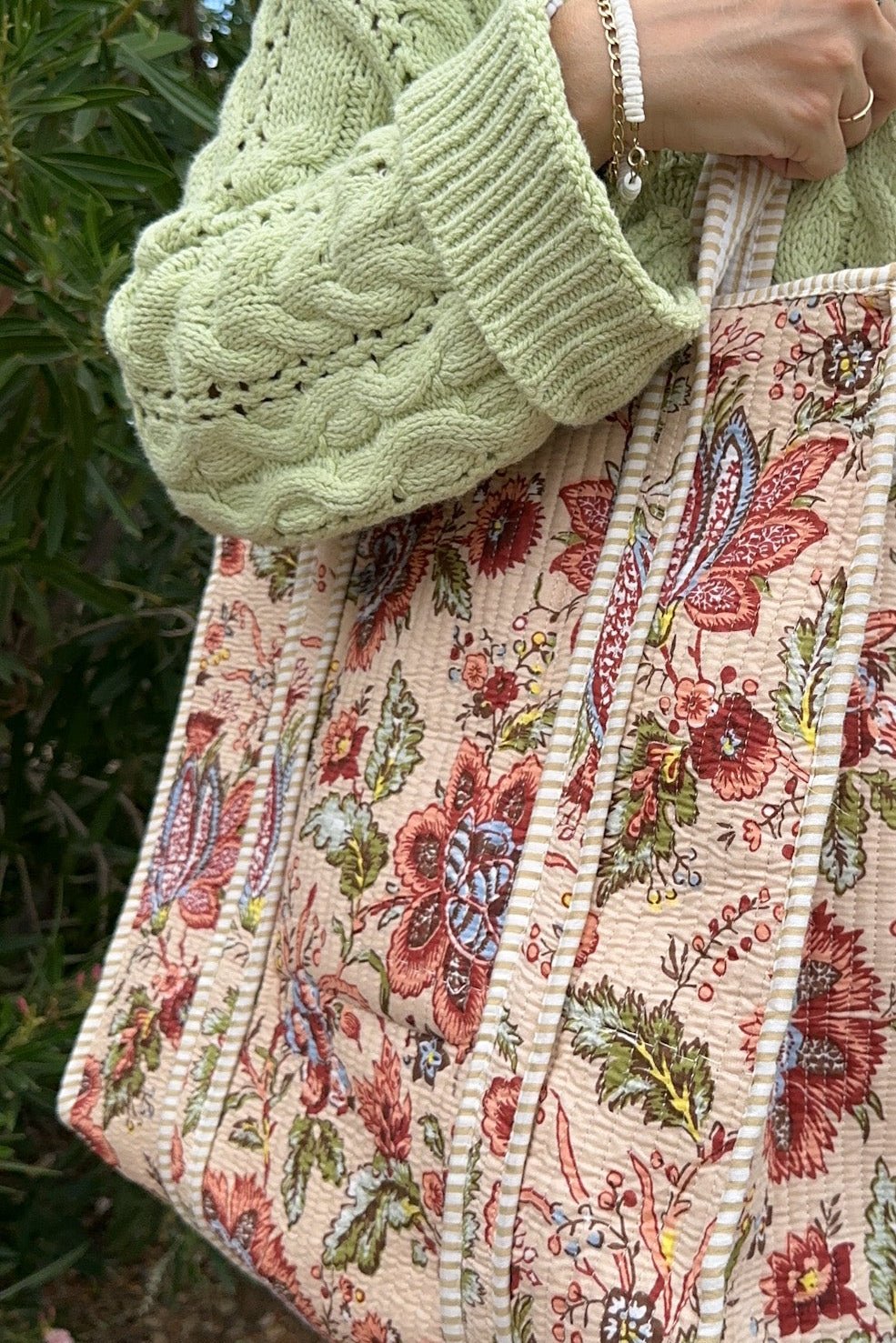 Leighton Quilted Tote Bag in Natural - Neutral Ground