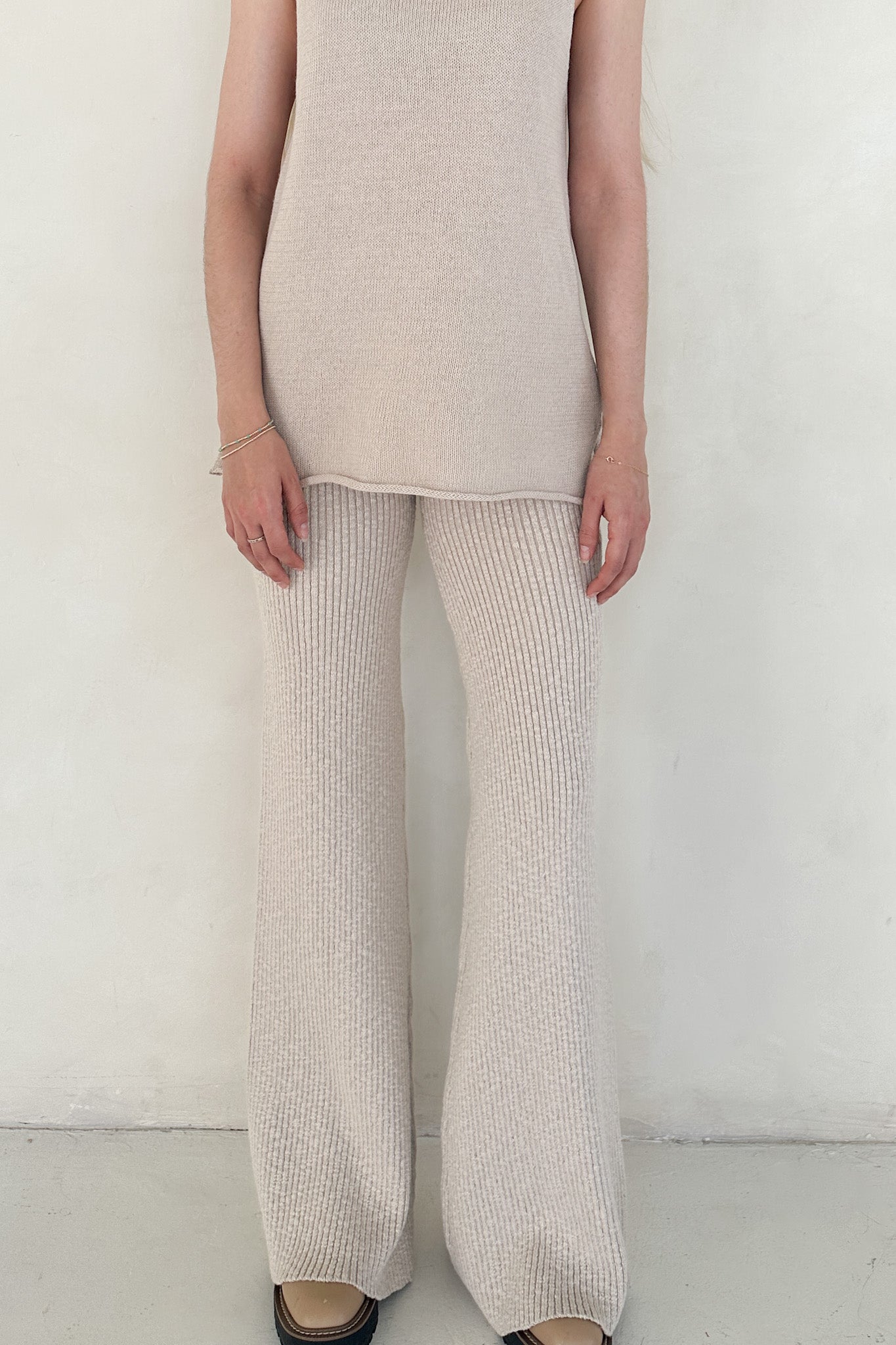 Lenny Flare Knit Sweater Pants - Neutral Ground