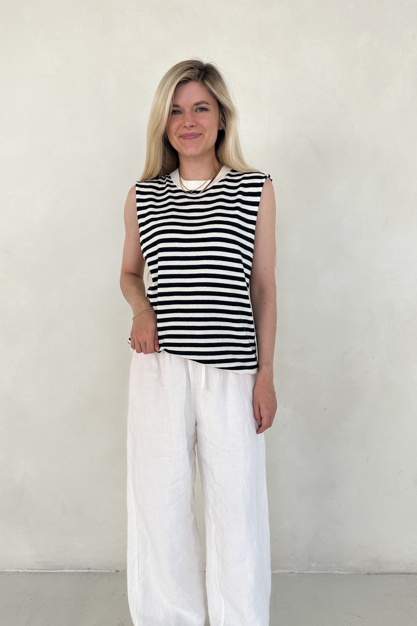 Lenox Black and White Striped Sleeveless Top - Neutral Ground