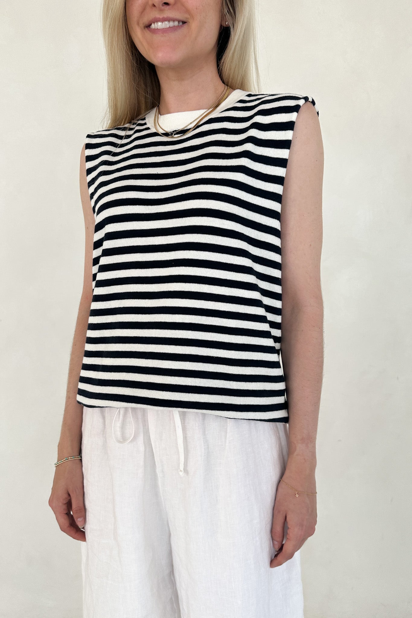 Lenox Black and White Striped Sleeveless Top - Neutral Ground