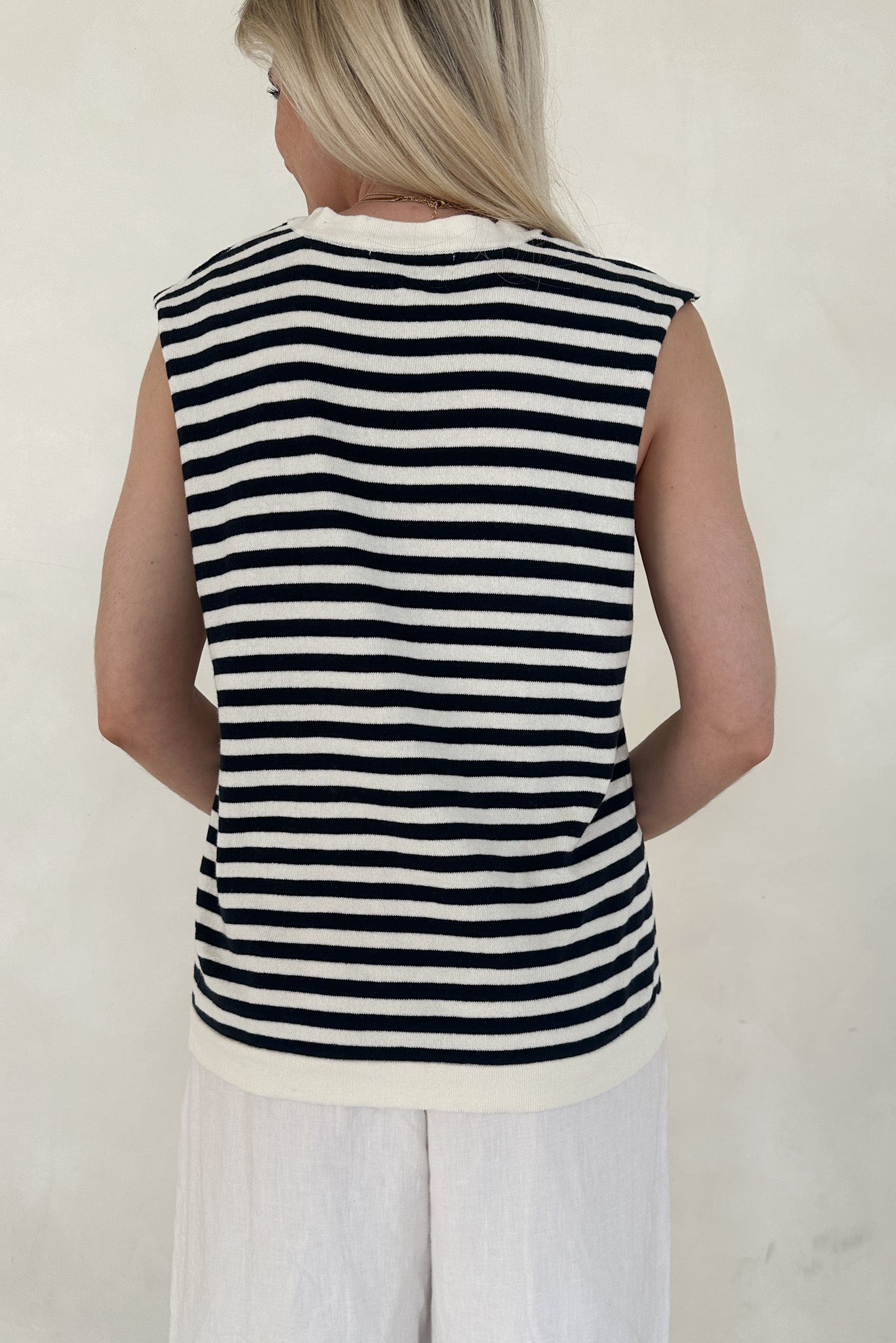 Lenox Black and White Striped Sleeveless Top - Neutral Ground