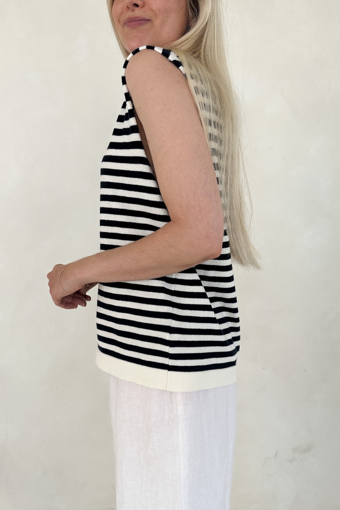 Lenox Black and White Striped Sleeveless Top - Neutral Ground