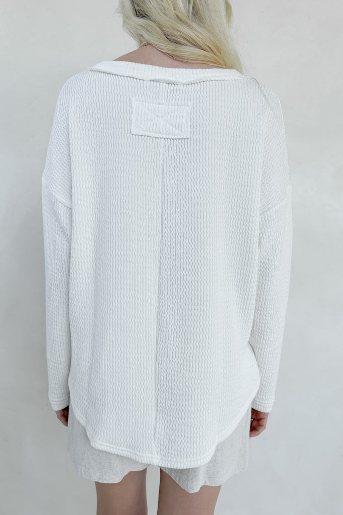 Lia Textured Knit Henley Shirt - Neutral Ground
