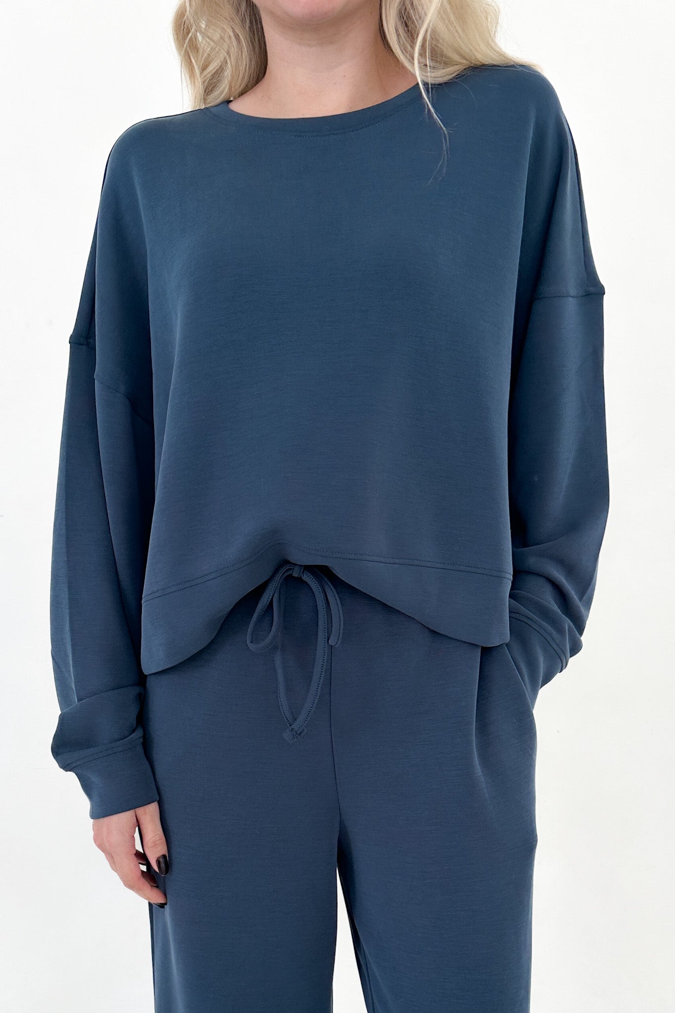 Like Butter Long Sleeve Pullover in Midnight Blue - Neutral Ground