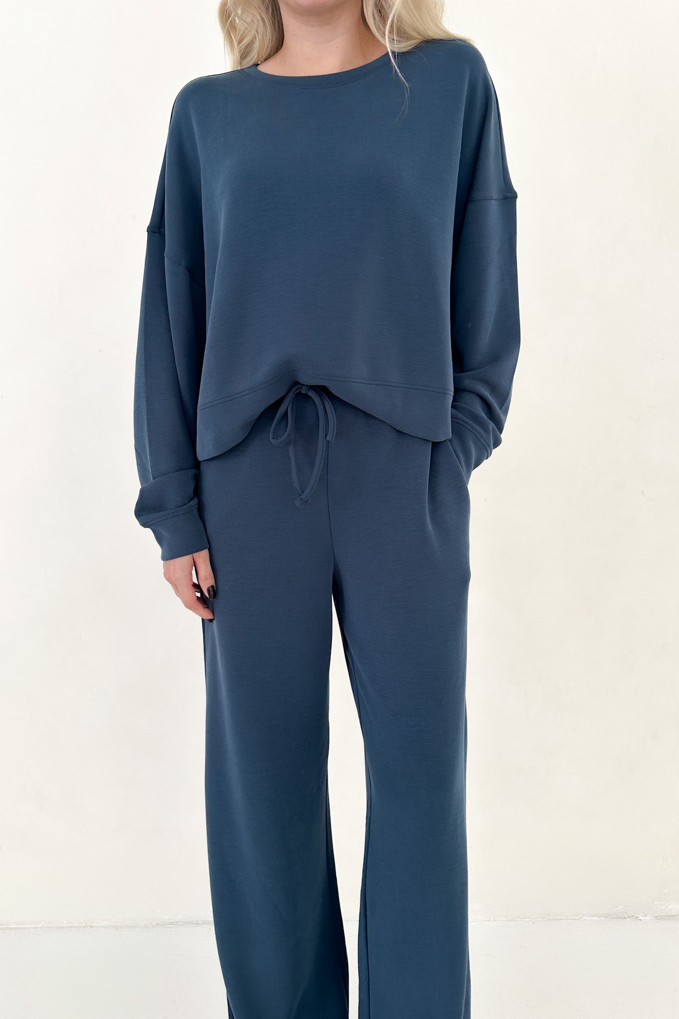 Like Butter Long Sleeve Pullover in Midnight Blue - Neutral Ground