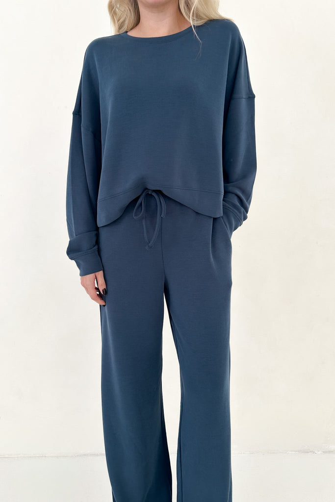 Like Butter Long Sleeve Pullover in Midnight Blue - Neutral Ground