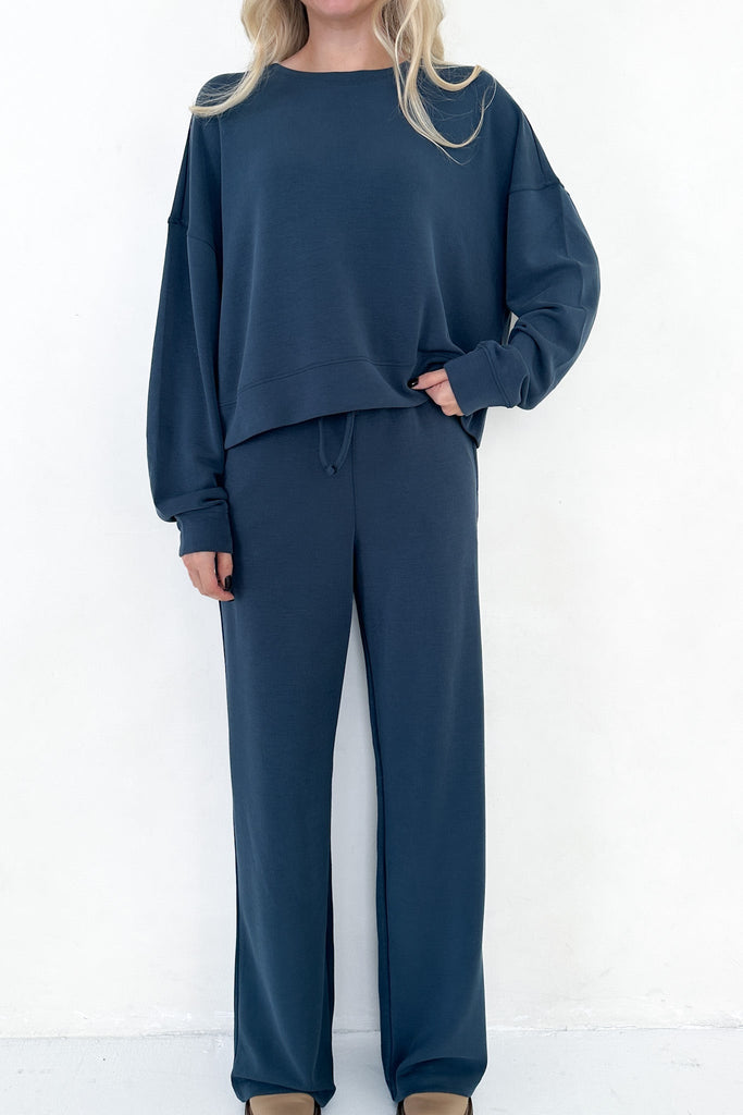 Like Butter Pants in Midnight Blue - Neutral Ground