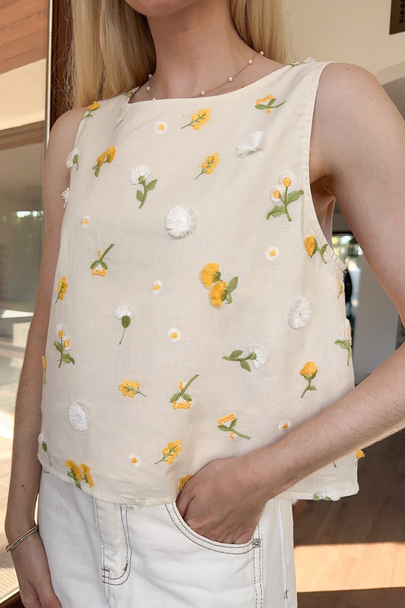 Lilly Embroidered Floral Blouse - Neutral Ground