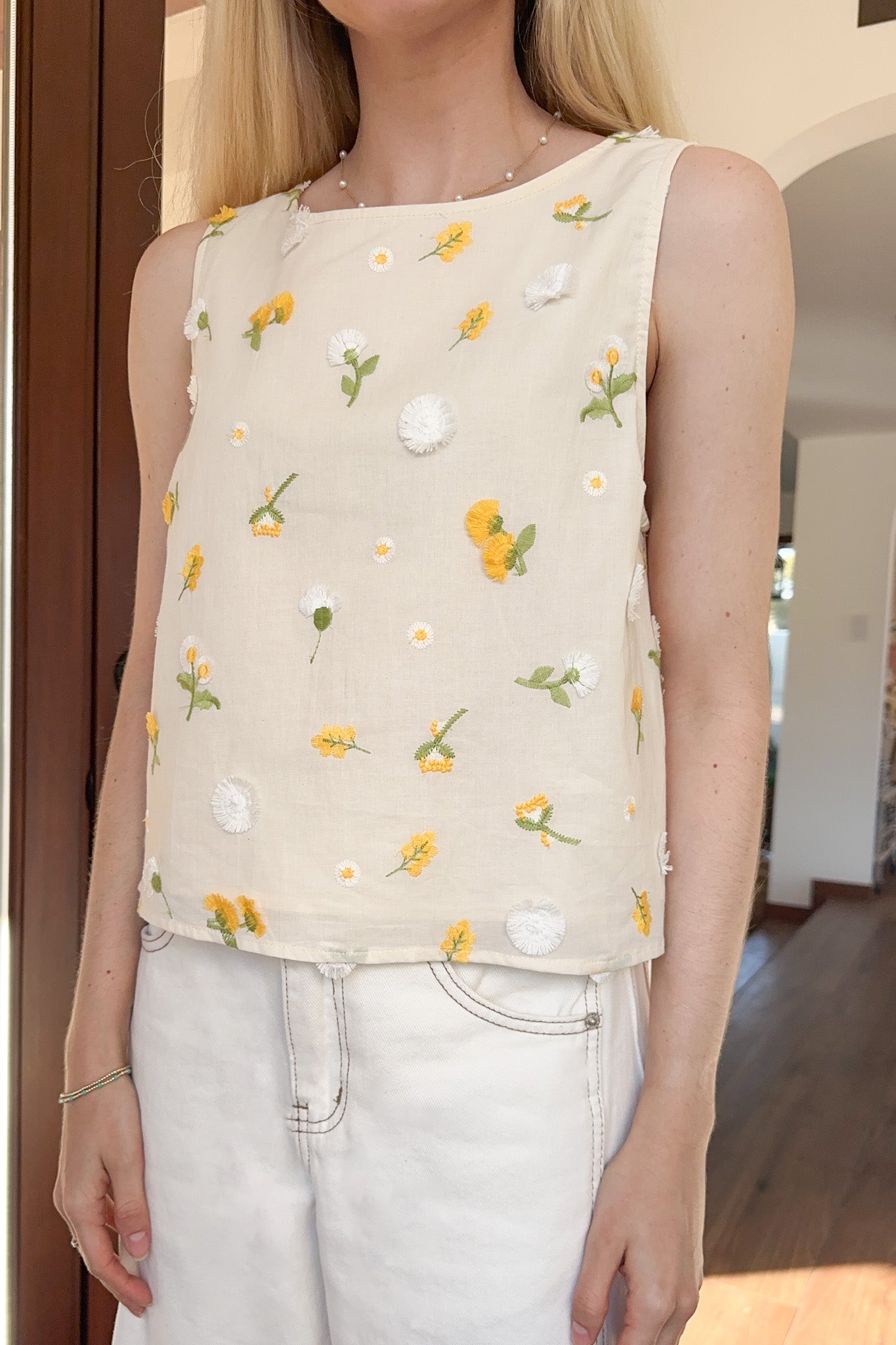 Lilly Embroidered Floral Blouse - Neutral Ground