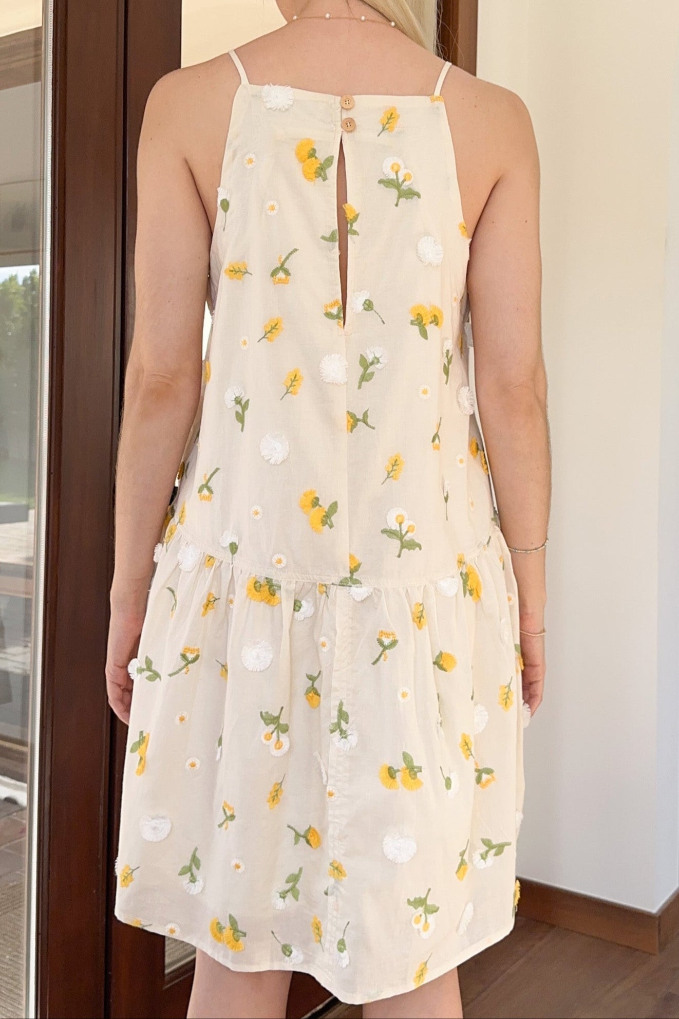 Lilly Floral Embroidered Dress - Neutral Ground