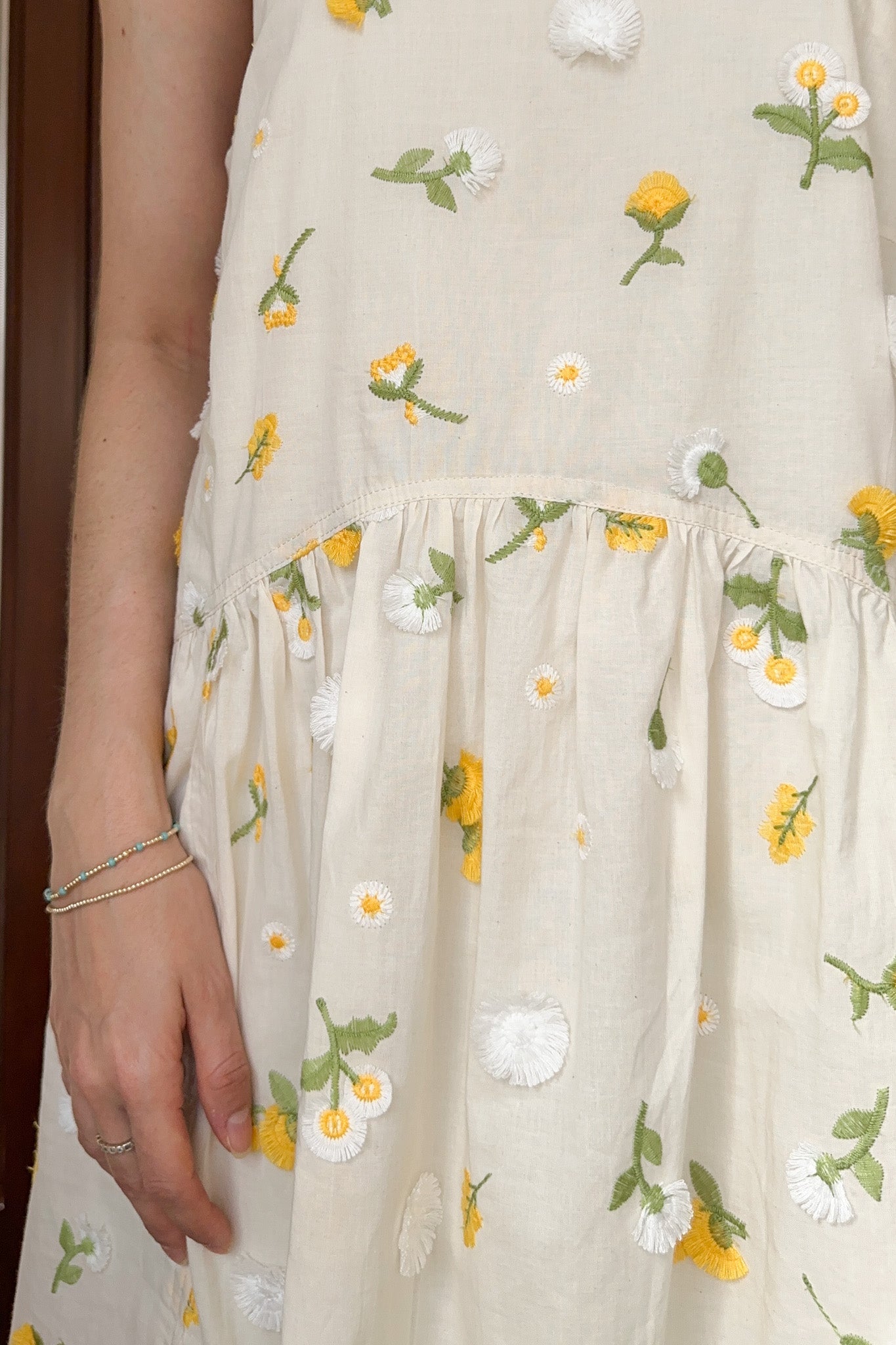 Lilly Floral Embroidered Dress - Neutral Ground