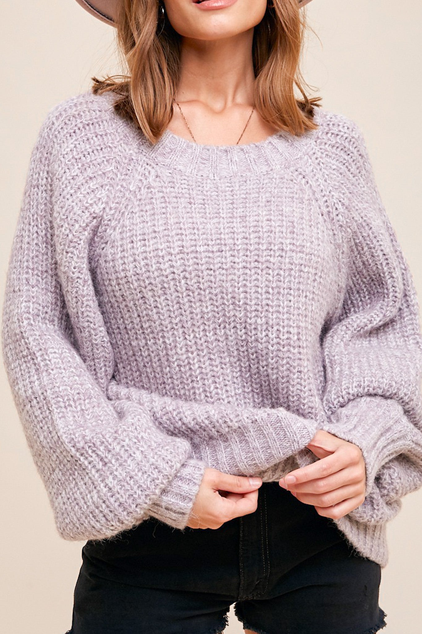 Lilly Wool Blend Marled Knit Sweater - Neutral Ground