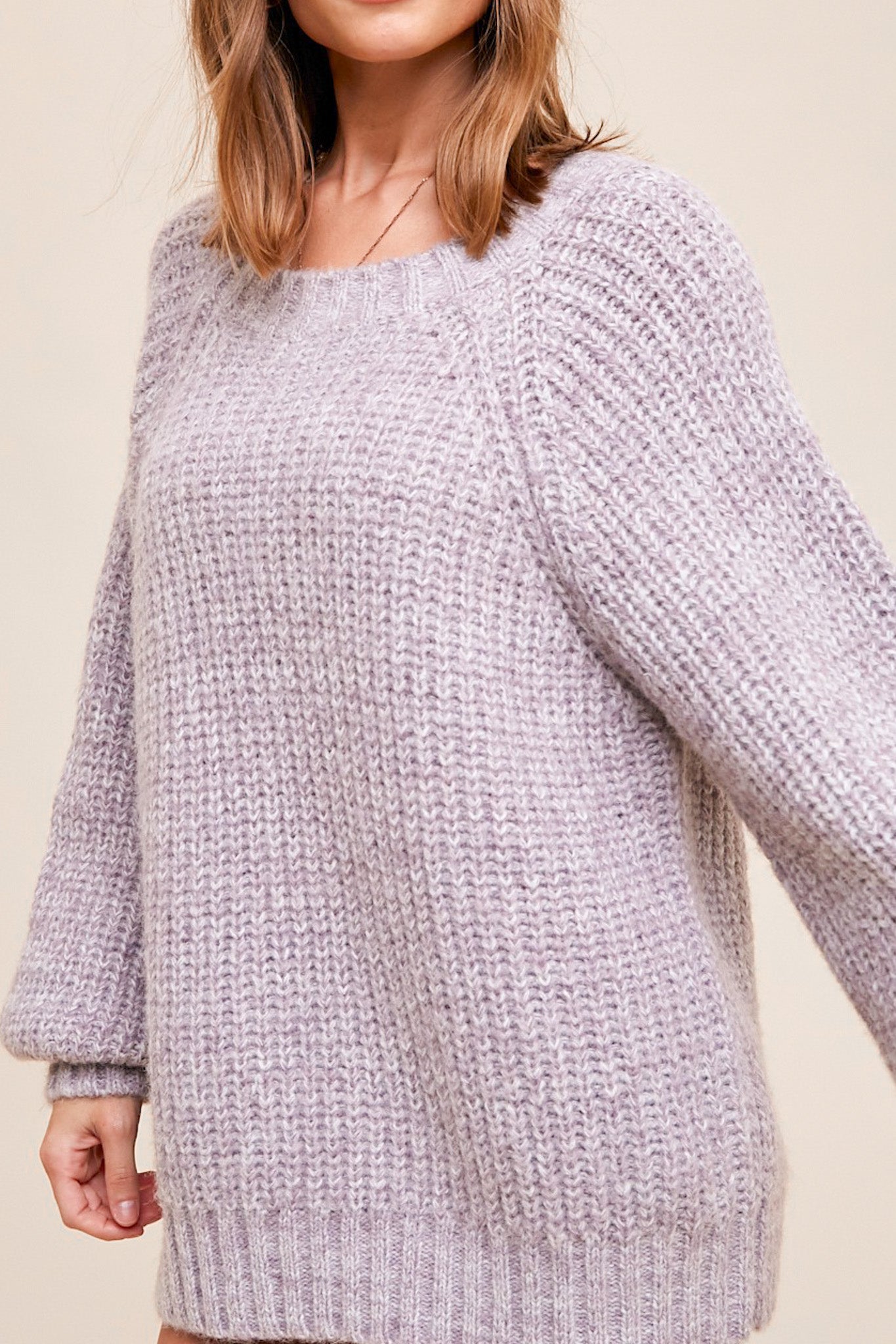 Lilly Wool Blend Marled Knit Sweater - Neutral Ground