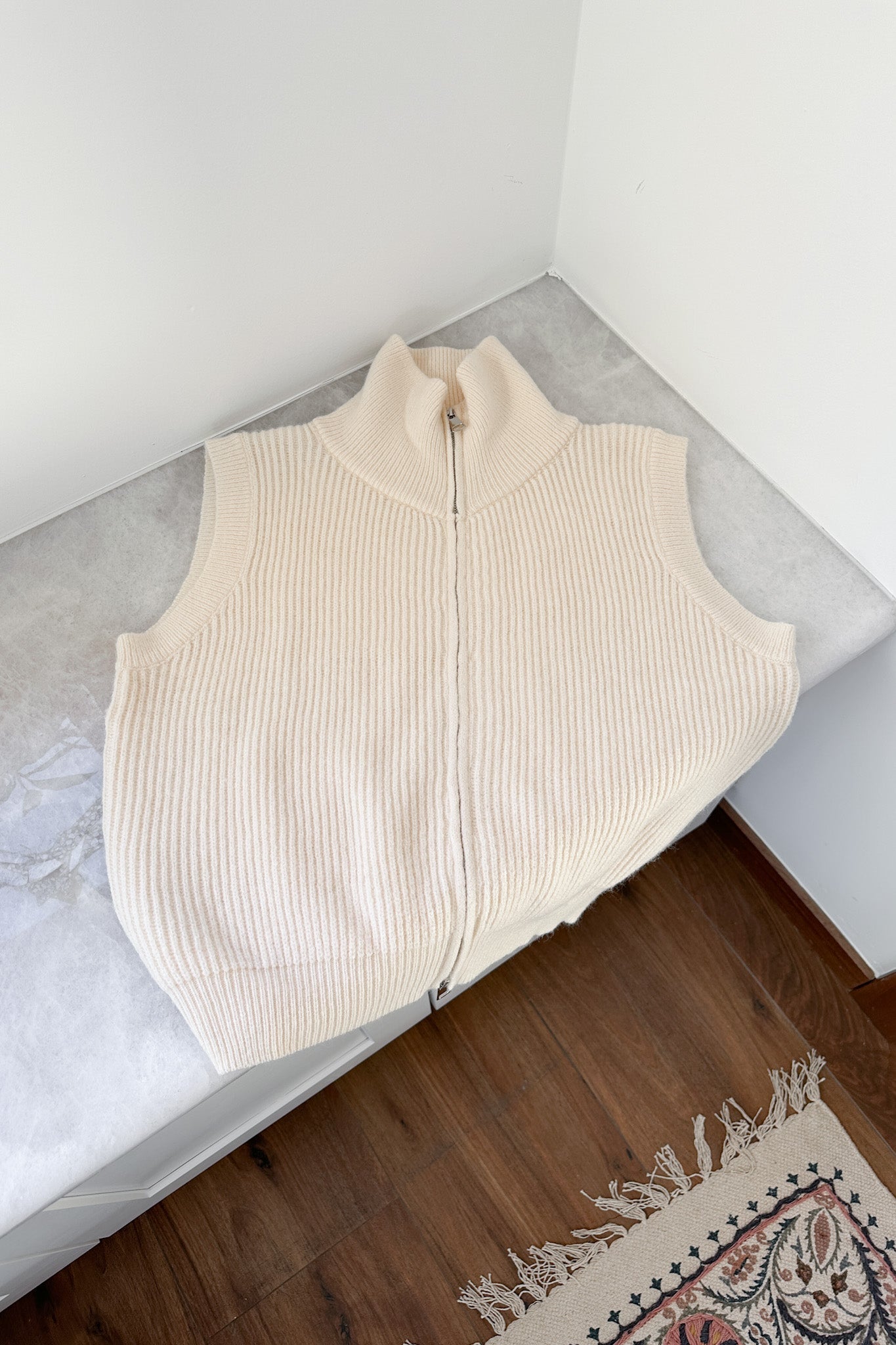 Lincoln Park Zip Up Sweater Vest - Neutral Ground