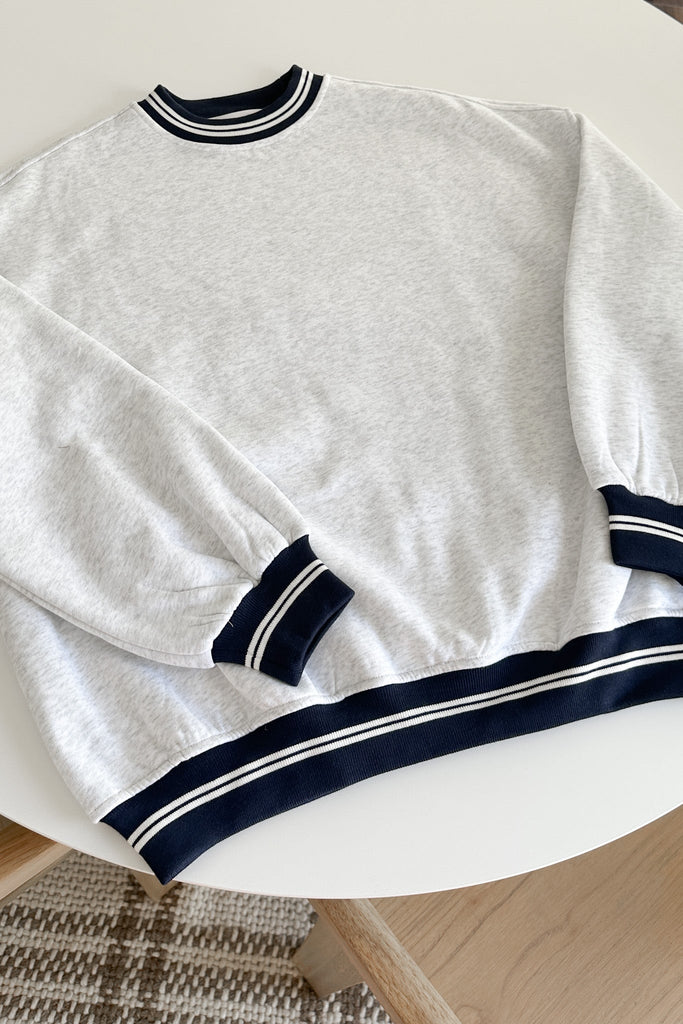 Logan Preppy Crew Neck Sweatshirt in Navy - Neutral Ground