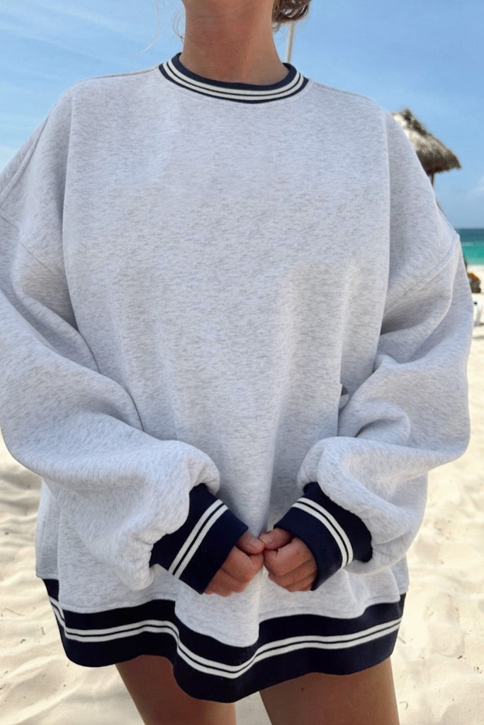 Logan Preppy Crew Neck Sweatshirt in Navy - Neutral Ground