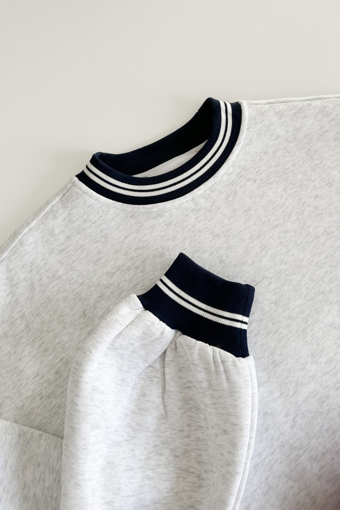 Logan Preppy Crew Neck Sweatshirt in Navy - Neutral Ground