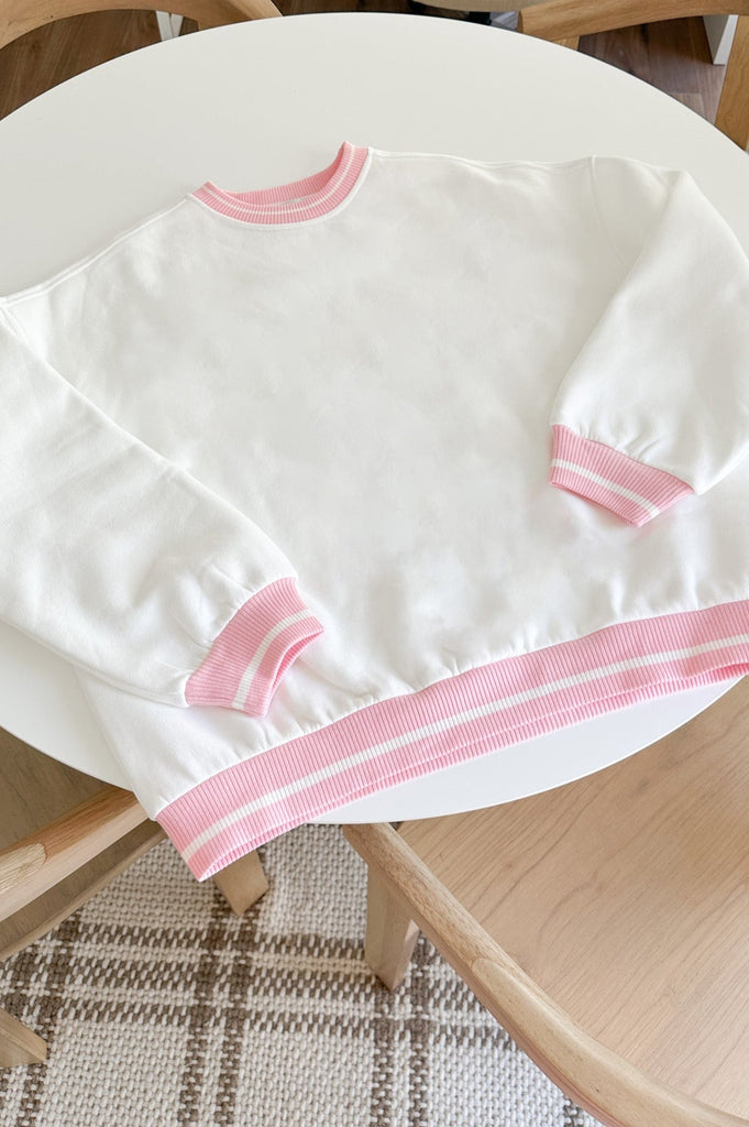 Logan Preppy Crew Neck Sweatshirt in Sweet Pink - Neutral Ground
