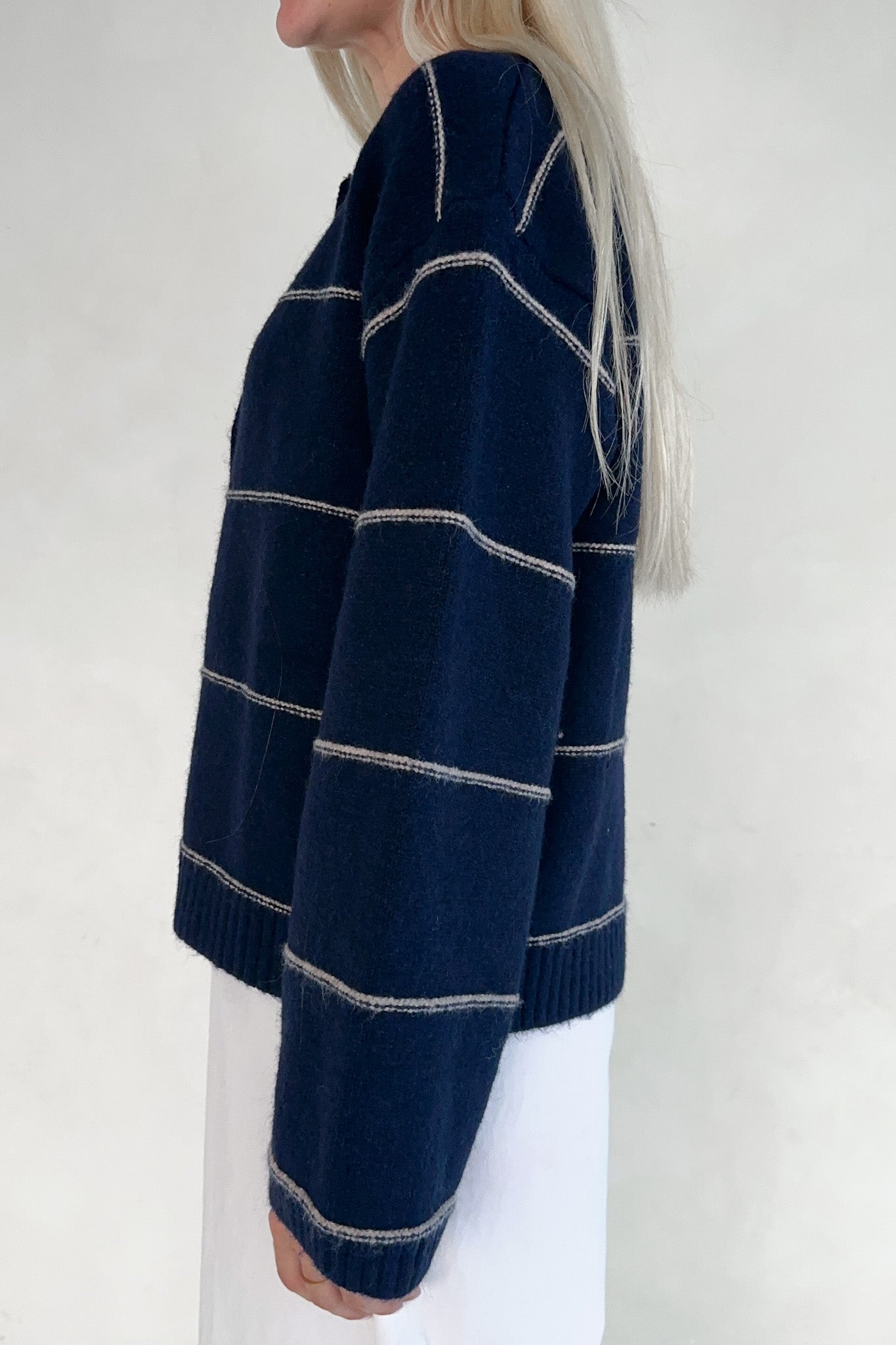 London Knit Button Front Striped Cardigan - Neutral Ground