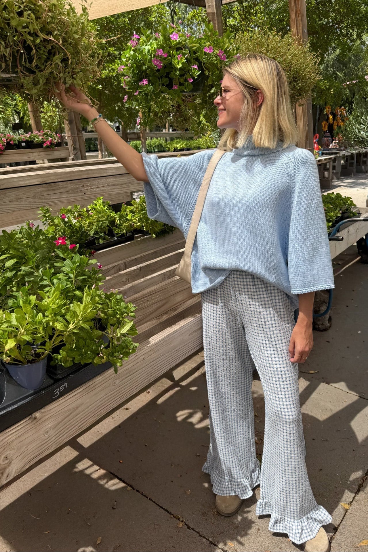 London Solid Knit Oversized 3/4 Sleeve Sweater in Coastal Blue - Neutral Ground