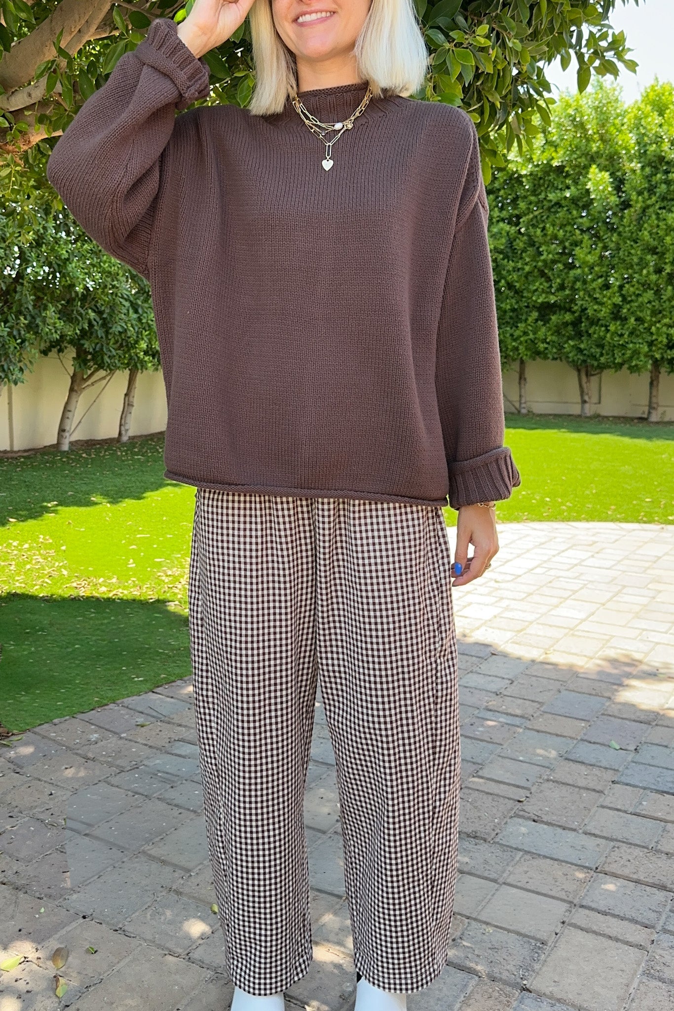London Solid Knit Pullover Sweater in Espresso - Neutral Ground