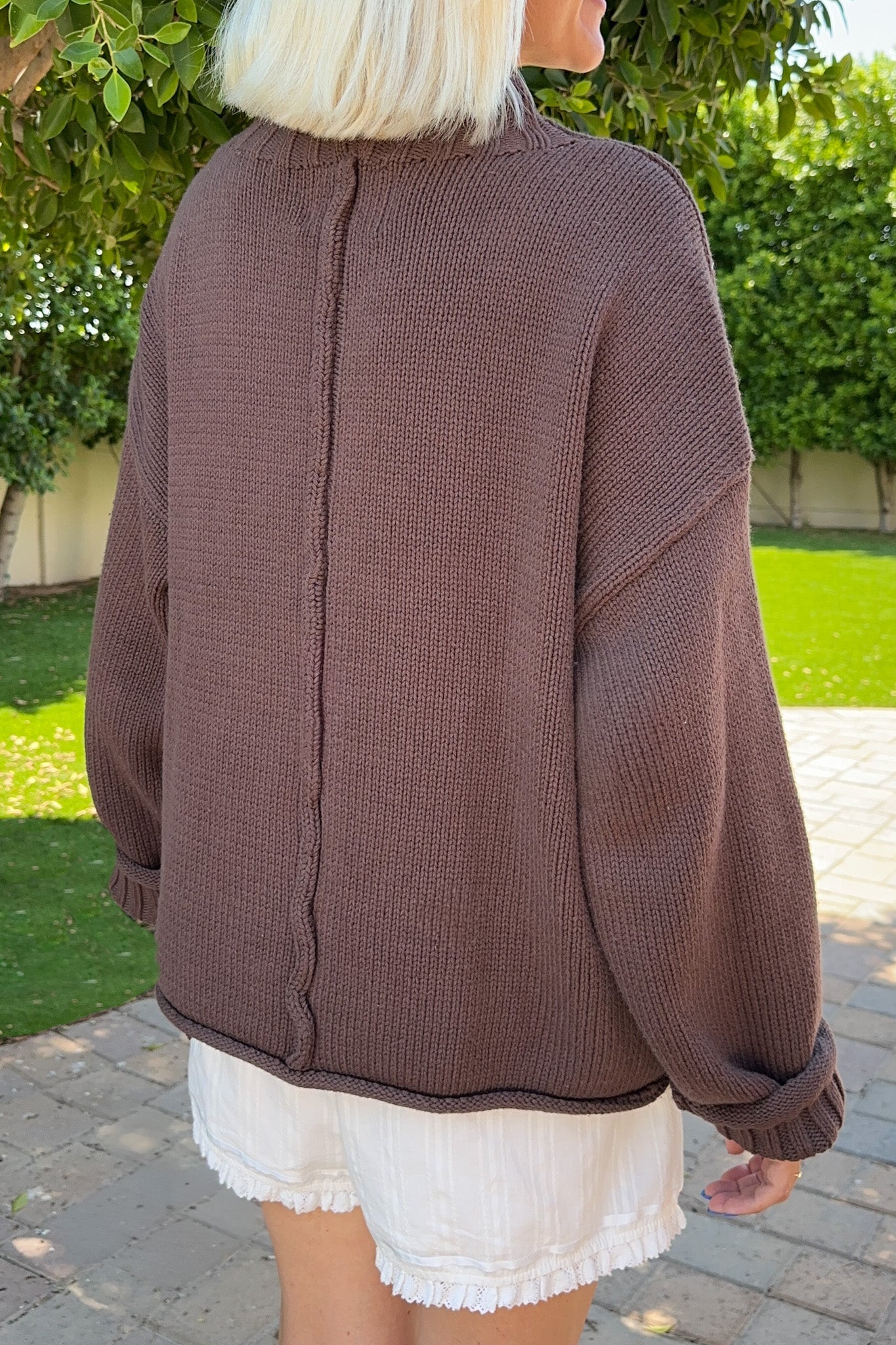 London Solid Knit Pullover Sweater in Espresso - Neutral Ground