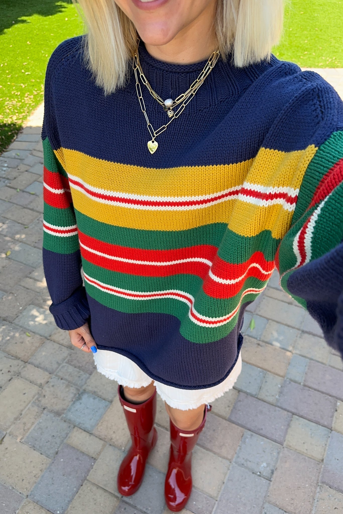 London Striped Knit Pullover Sweater - Neutral Ground
