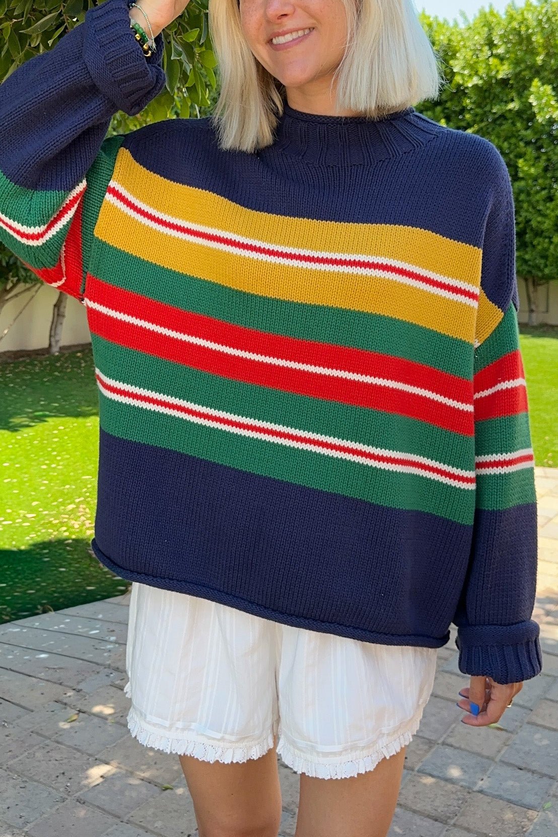 London Striped Knit Pullover Sweater - Neutral Ground