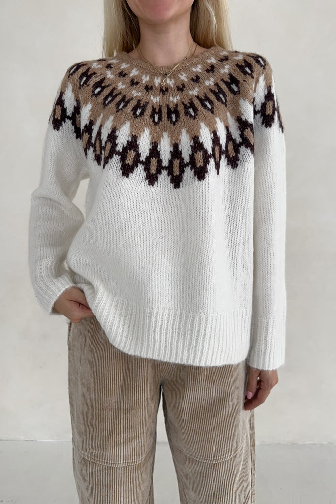 Lorelei Faire Isle Knit Pullover Sweater - Neutral Ground