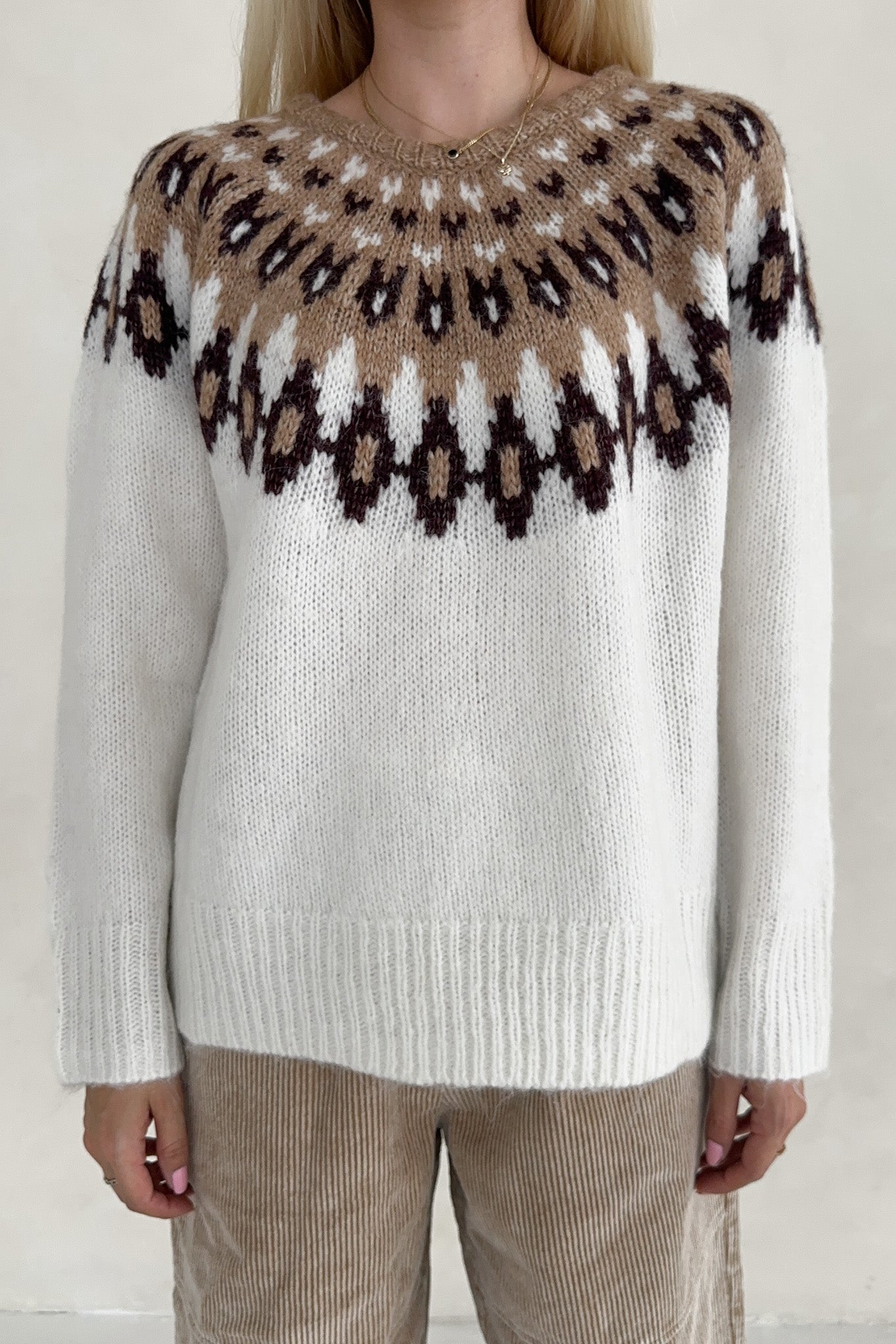 Lorelei Faire Isle Knit Pullover Sweater - Neutral Ground