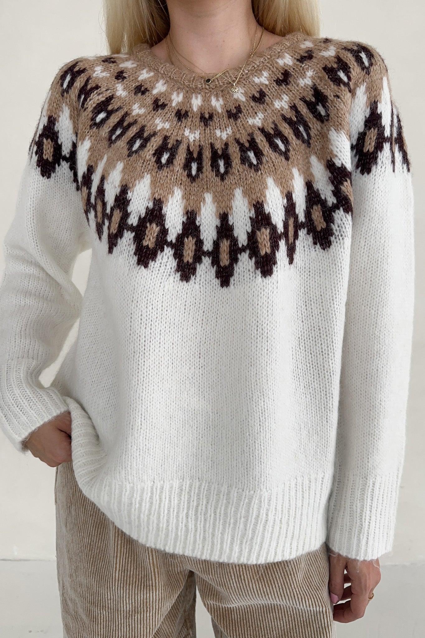 Lorelei Faire Isle Knit Pullover Sweater - Neutral Ground