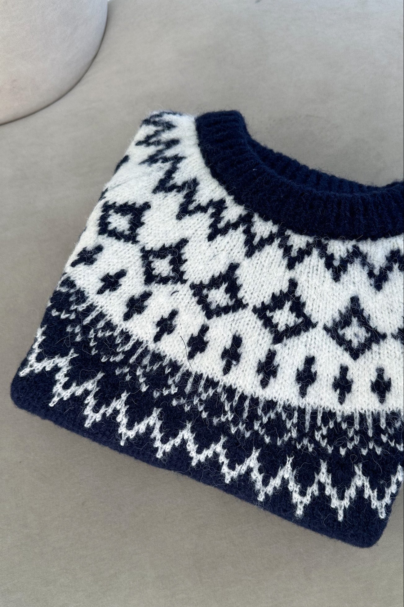 Lorelei Faire Isle Knit Pullover Sweater in Navy - Neutral Ground