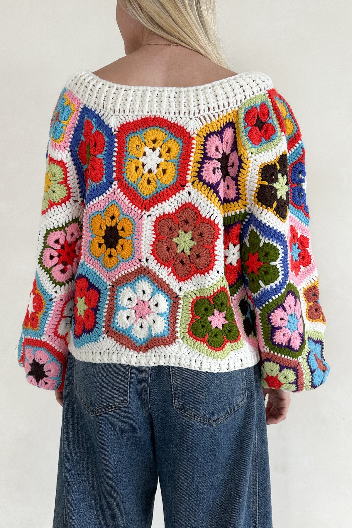 Louie Square Crochet Knit Sweater - Neutral Ground