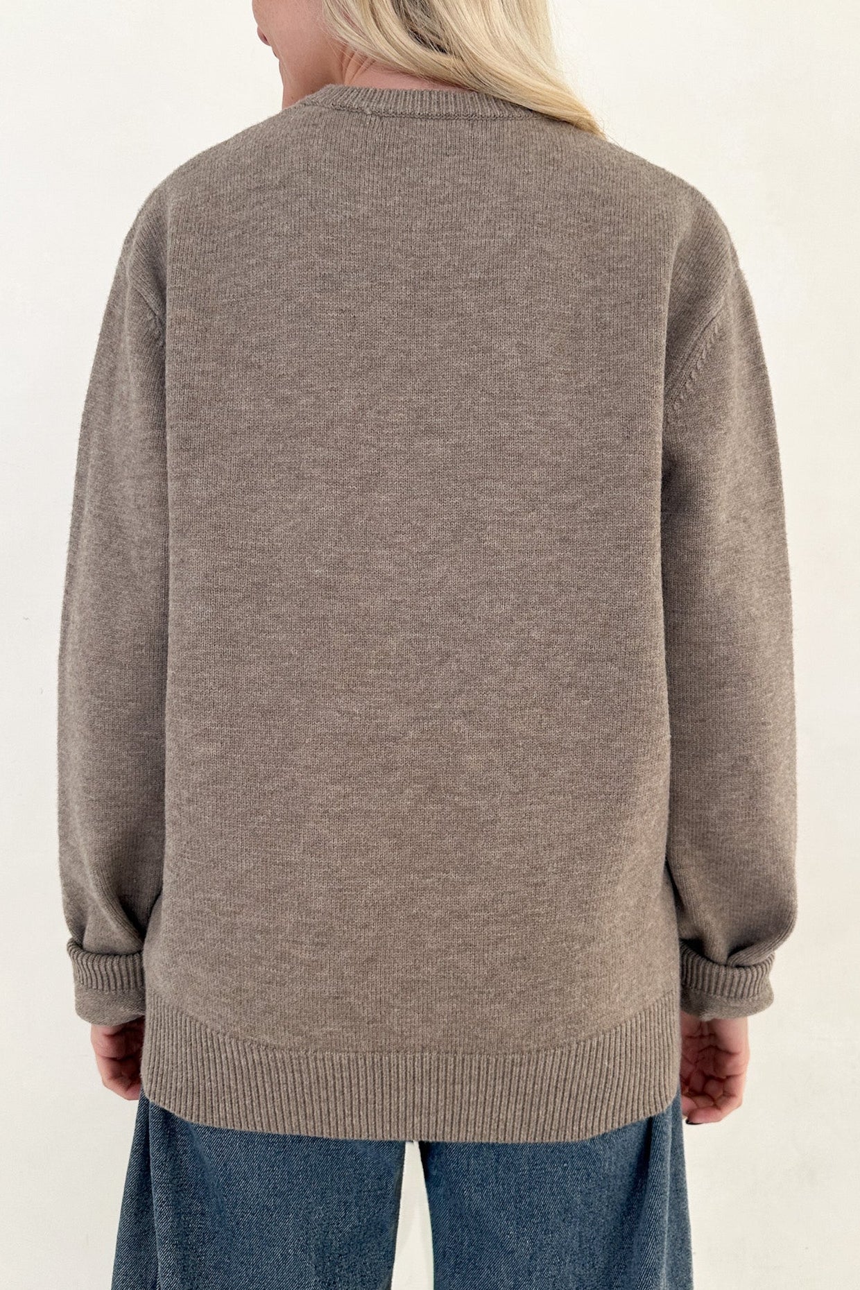 Maddox Essential Crew Neck Boyfriend Sweater in Mocha - Neutral Ground