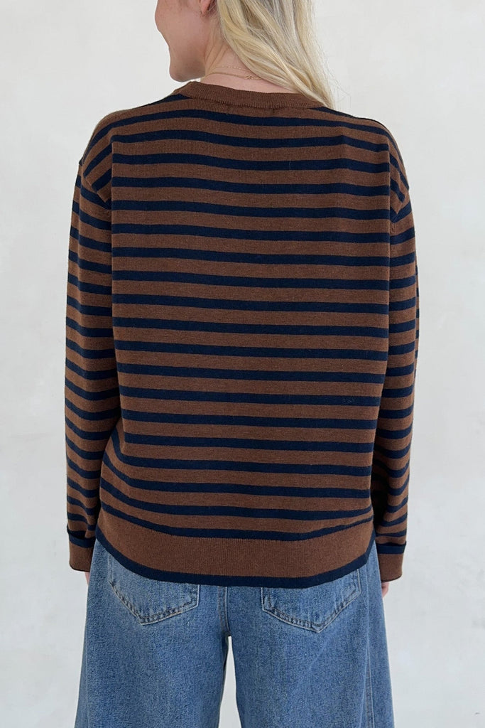 Maddox Striped Boyfriend Sweater - Neutral Ground